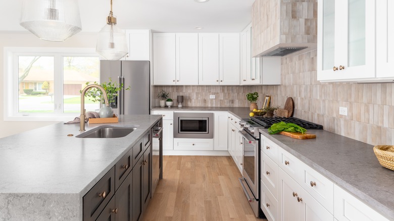 Kitchen with stone countertop 