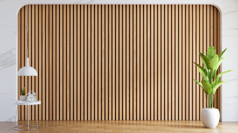 wooden feature wall