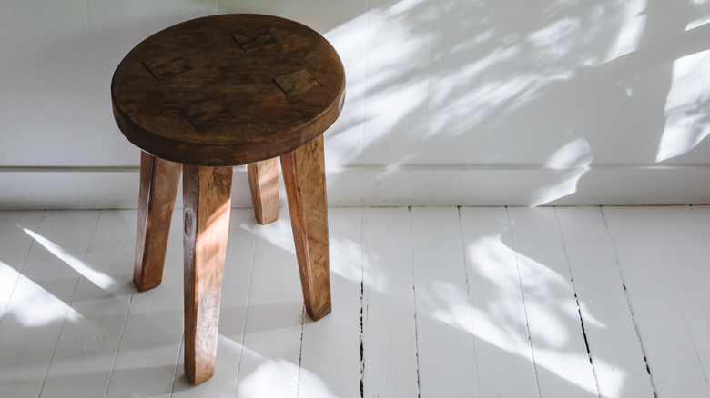 rustic wood stool