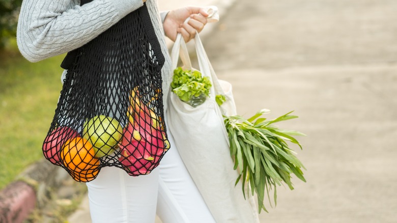 produce in mesh fabric bags