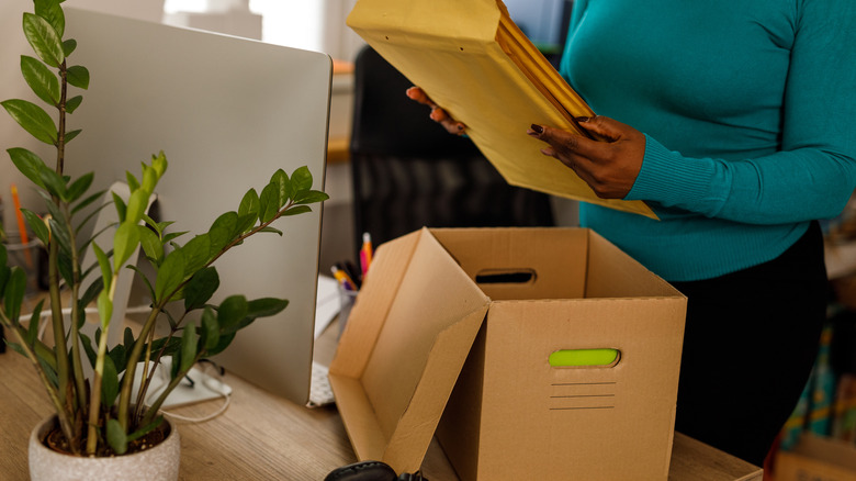 files stored in cardboard box