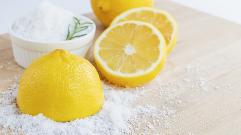 salt and sliced lemons