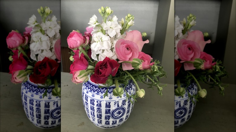 flowers in a ginger jar