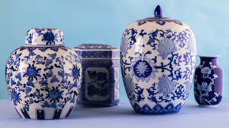 blue and white ginger jars