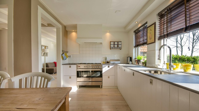 Kitchen with lots of windows