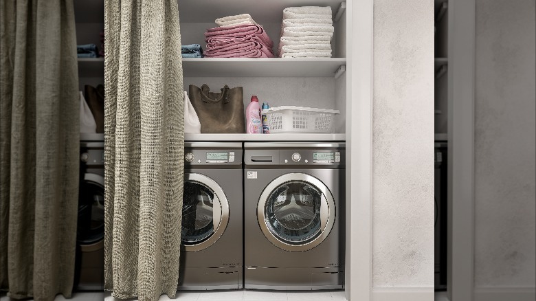 textured closet on laundry room