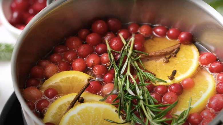 boiling pot of christmas spices