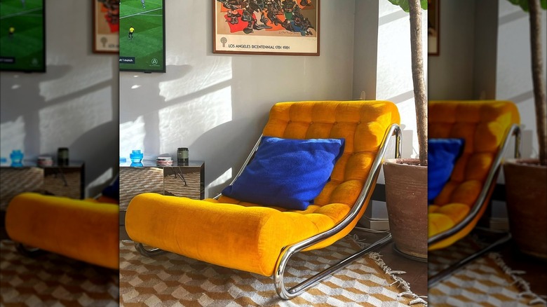 Yellow IKEA IMPALA armchair in a living room