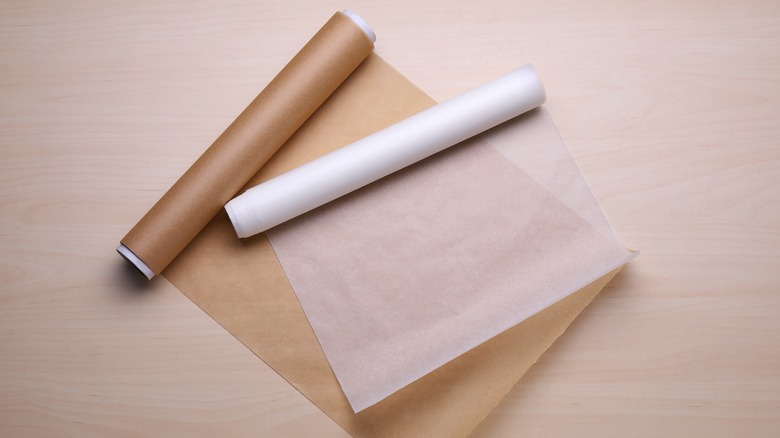 parchment paper rolls on light countertop