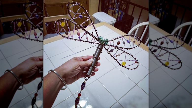 beaded dragonfly made from whisk