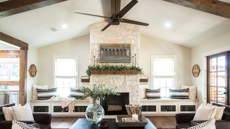 Living room with fireplace