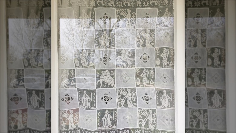 white lace tablecloth curtain