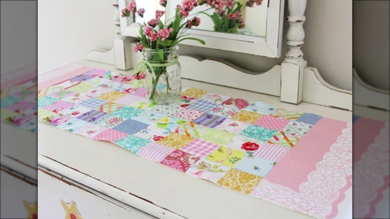 pink patchwork table runner