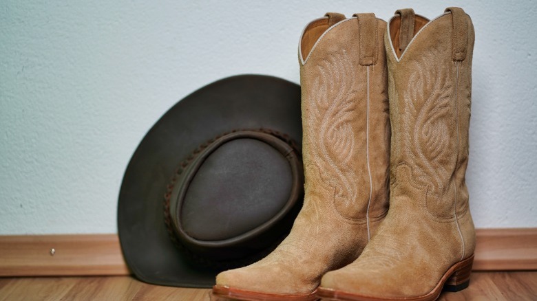 Pair of boots on floor