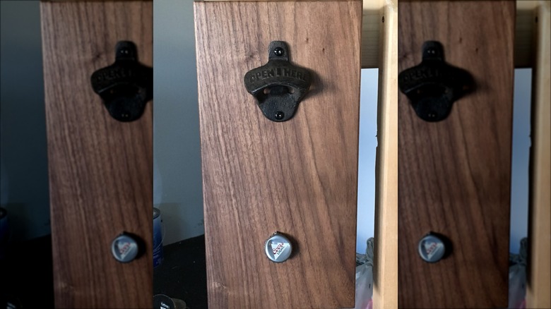 wood bottle opener with magnet