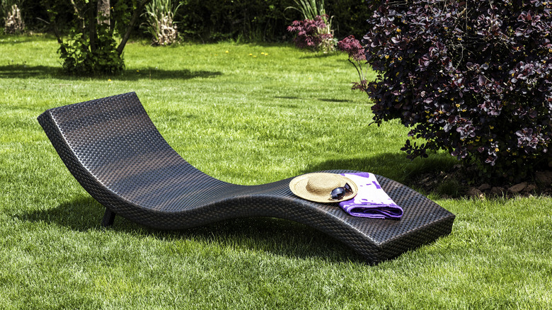 Lounge chair on lawn