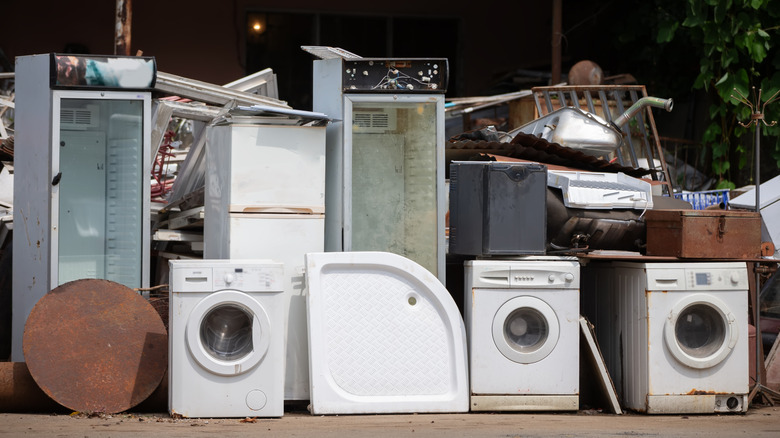 A pile of old household appliances