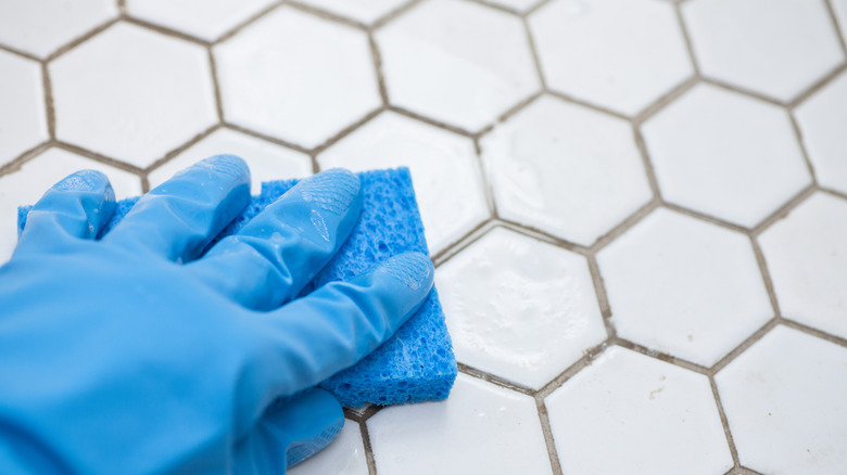 black and white tile grout