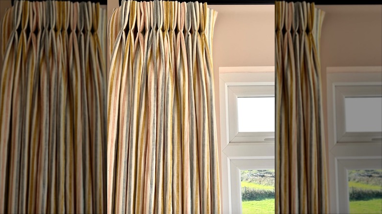 Pale colored striped curtains