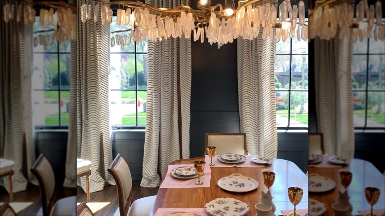 chevron curtains in modern dining room