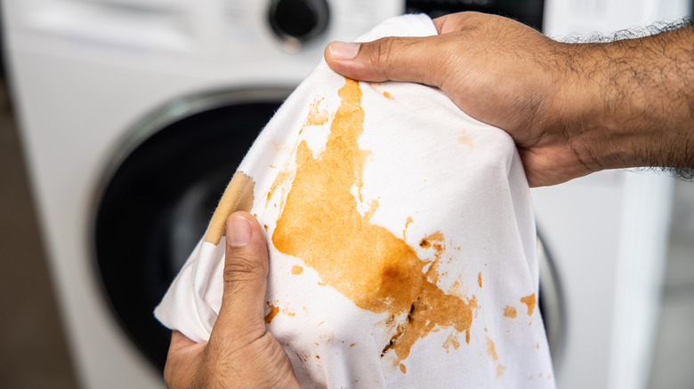 white shirt with large stain