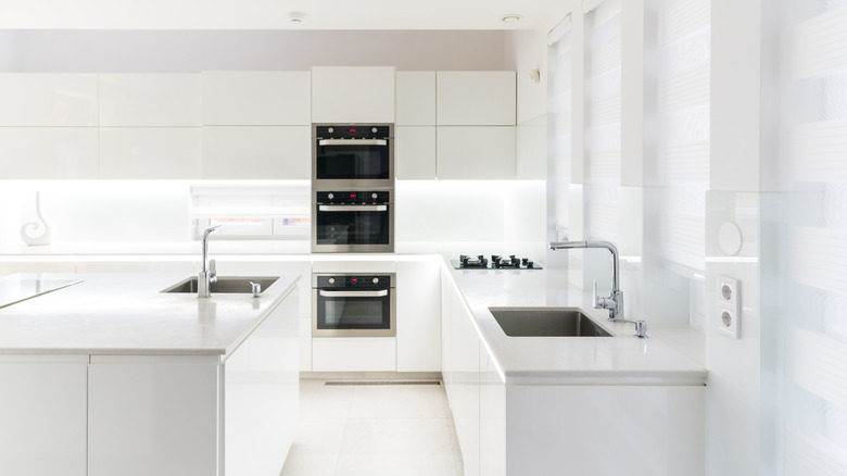 kitchen with all white finishes