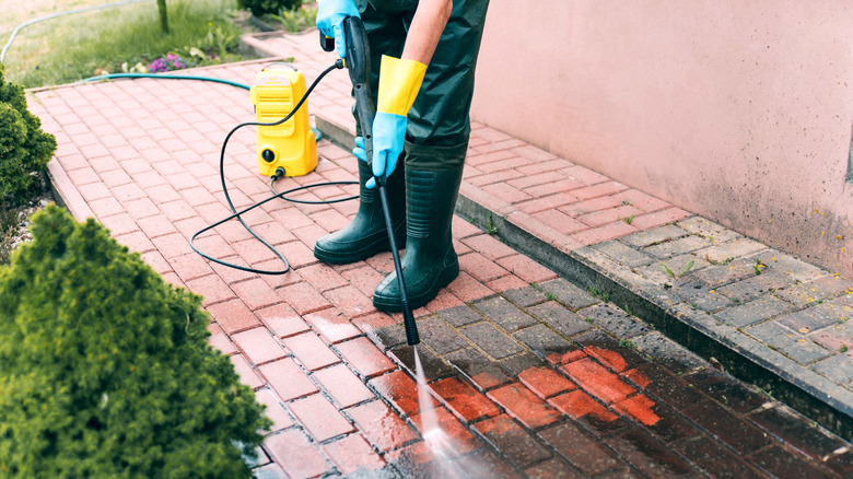 pressure washing brick