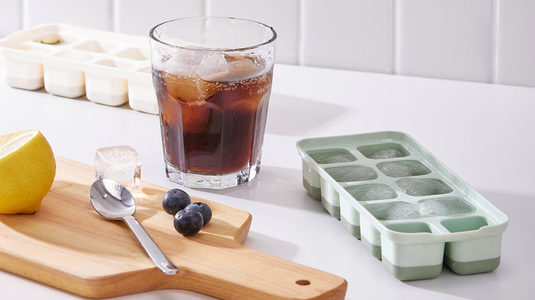 Ice cube trays on counter