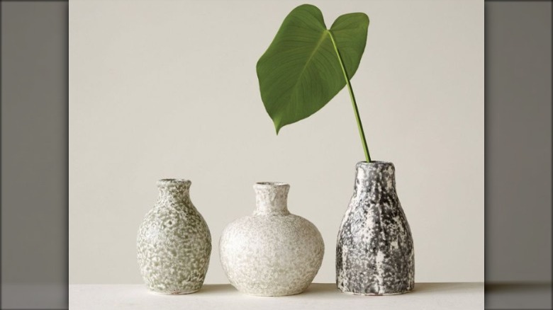 vases with a leaf