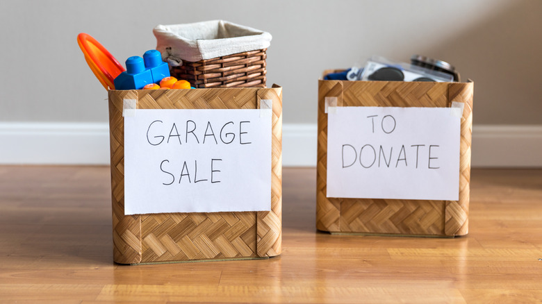 garage sale and donate bins