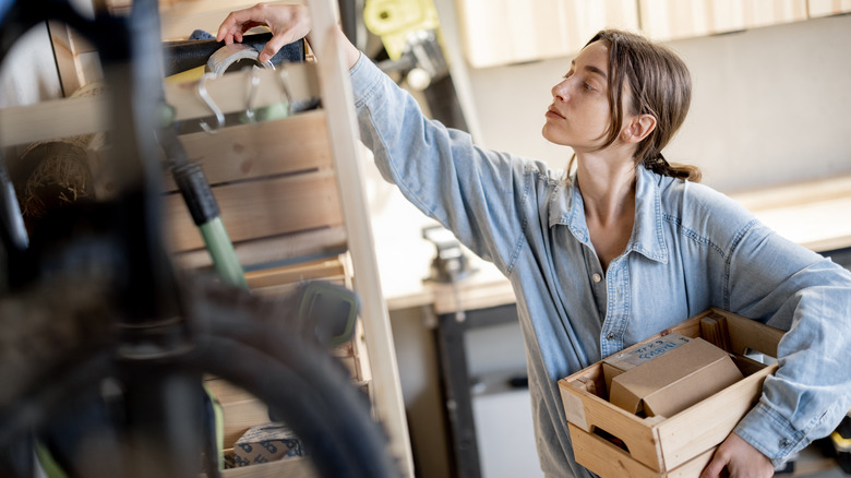 Organizing garage shelves