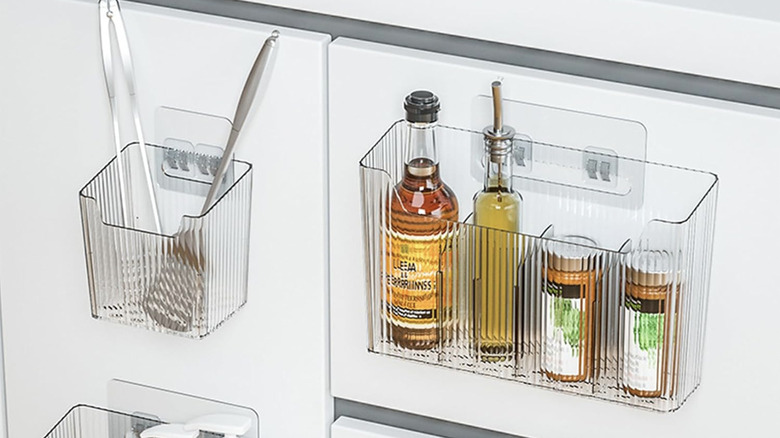 clear adhesive bins cabinet doors