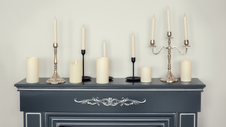 candles on mantel