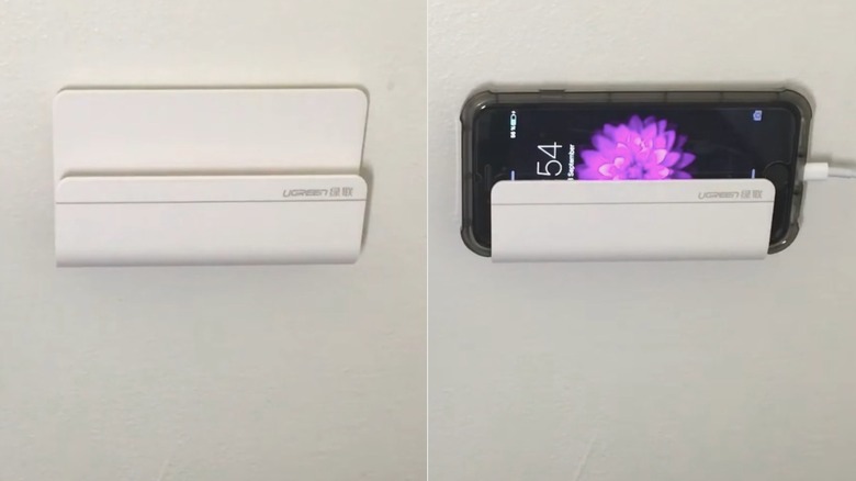 Wall-mounted phone charging station
