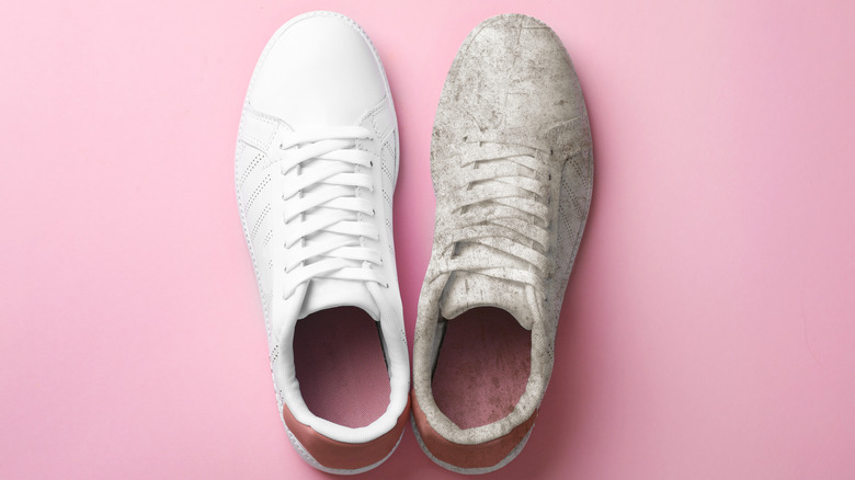 clean and dirty white shoes