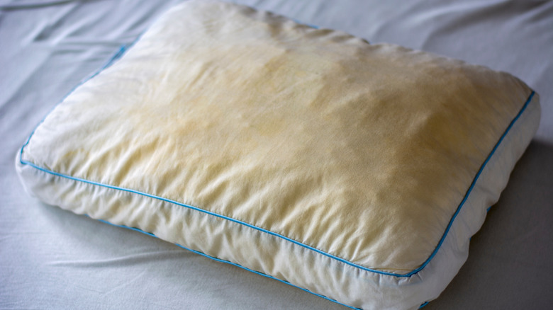 dirty and stained pillow