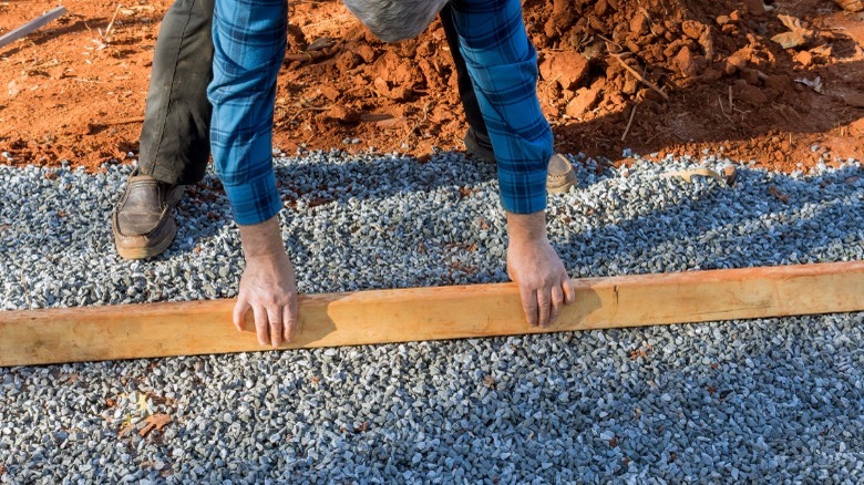 Preparing for shed foundation 