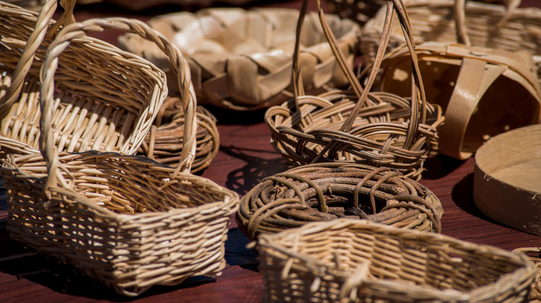 Set of baskets at a thrift store