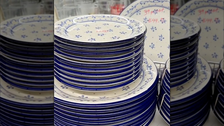 Stack of patterned dishes in different sizes