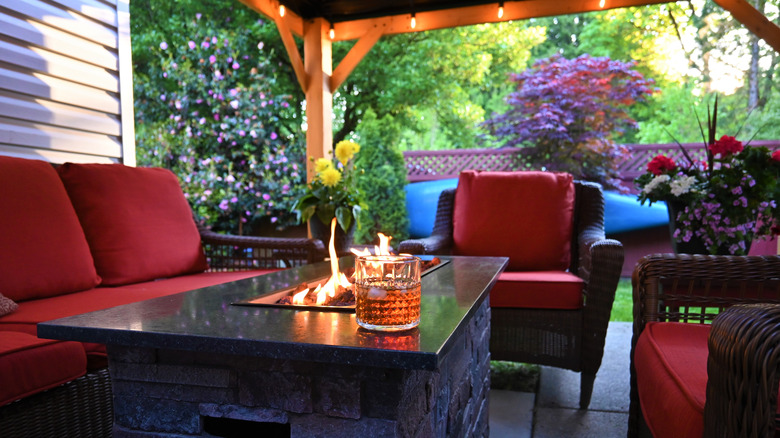 Patio fire pit with furniture