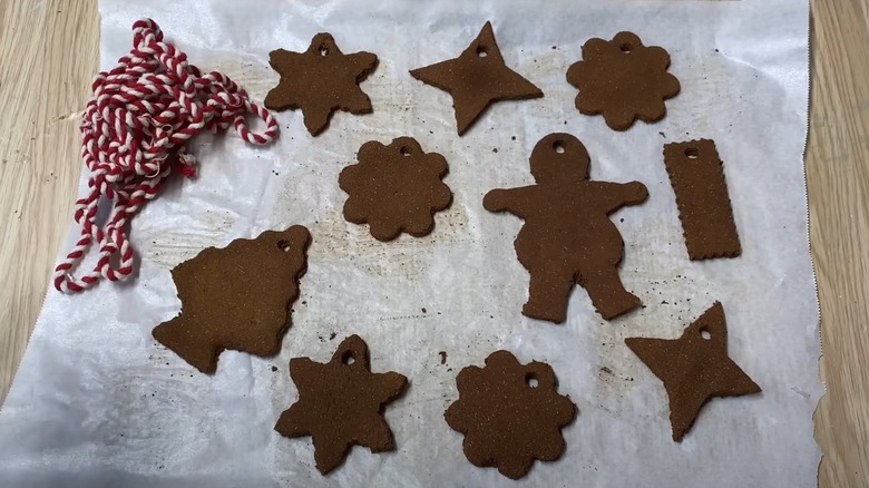 cinnamon ornaments on parchment paper