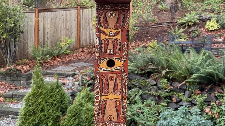 rustic artistic wooden bird home structure