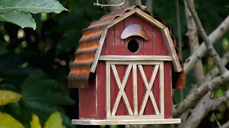 rustic wooden birdhouse 