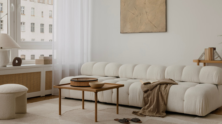 All white and beige living room