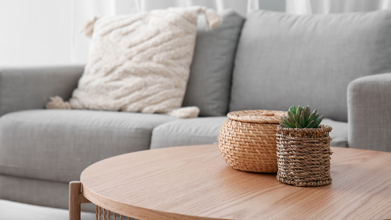 Coffee table with two baskets