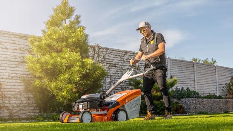 man mowing the lawn 