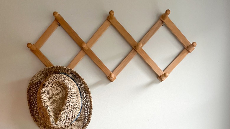 accordion hook rack with hat