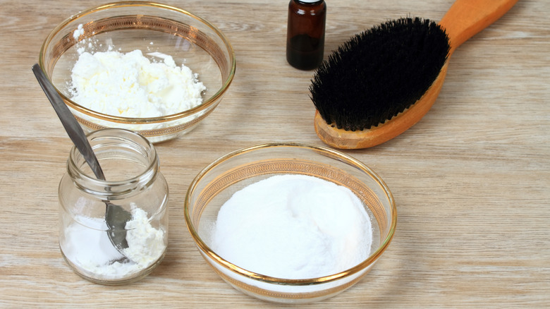 baking soda hair care products on wood