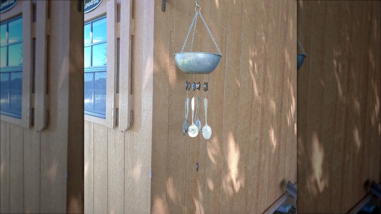 colander and spoon wind chime