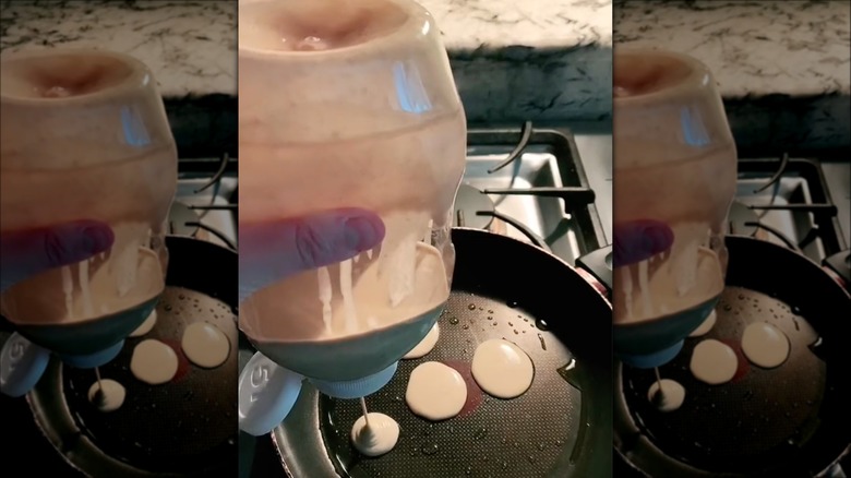 pancake mix in ketchup bottle